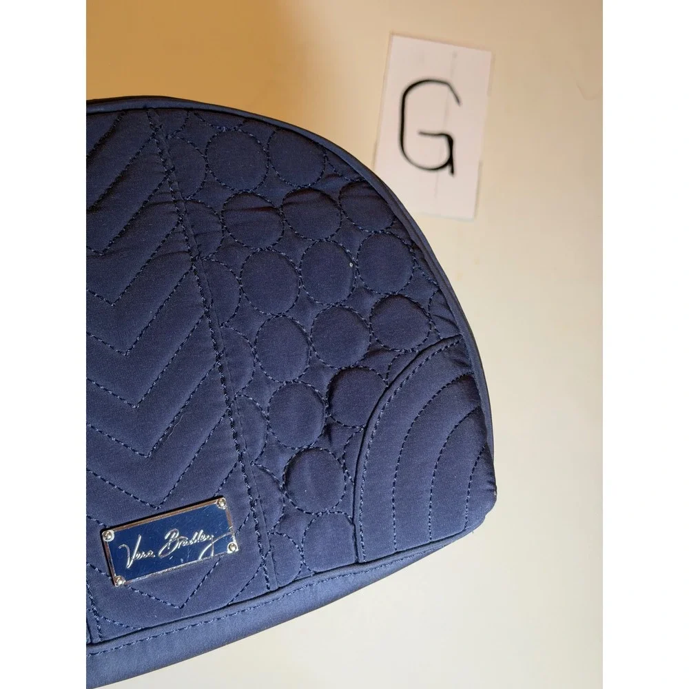 Vera Bradley Cosmetic Bag Quilted Navy Blue Travel Pouch One Size